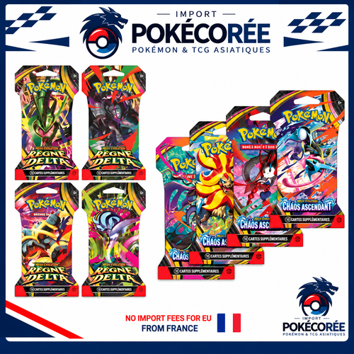 4 Boosters Pokémon ME6 Règne Delta - ME4 Chaos Ascendant